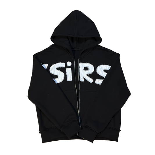"YESSIRSKIII" BLACK ZIP HOODIE