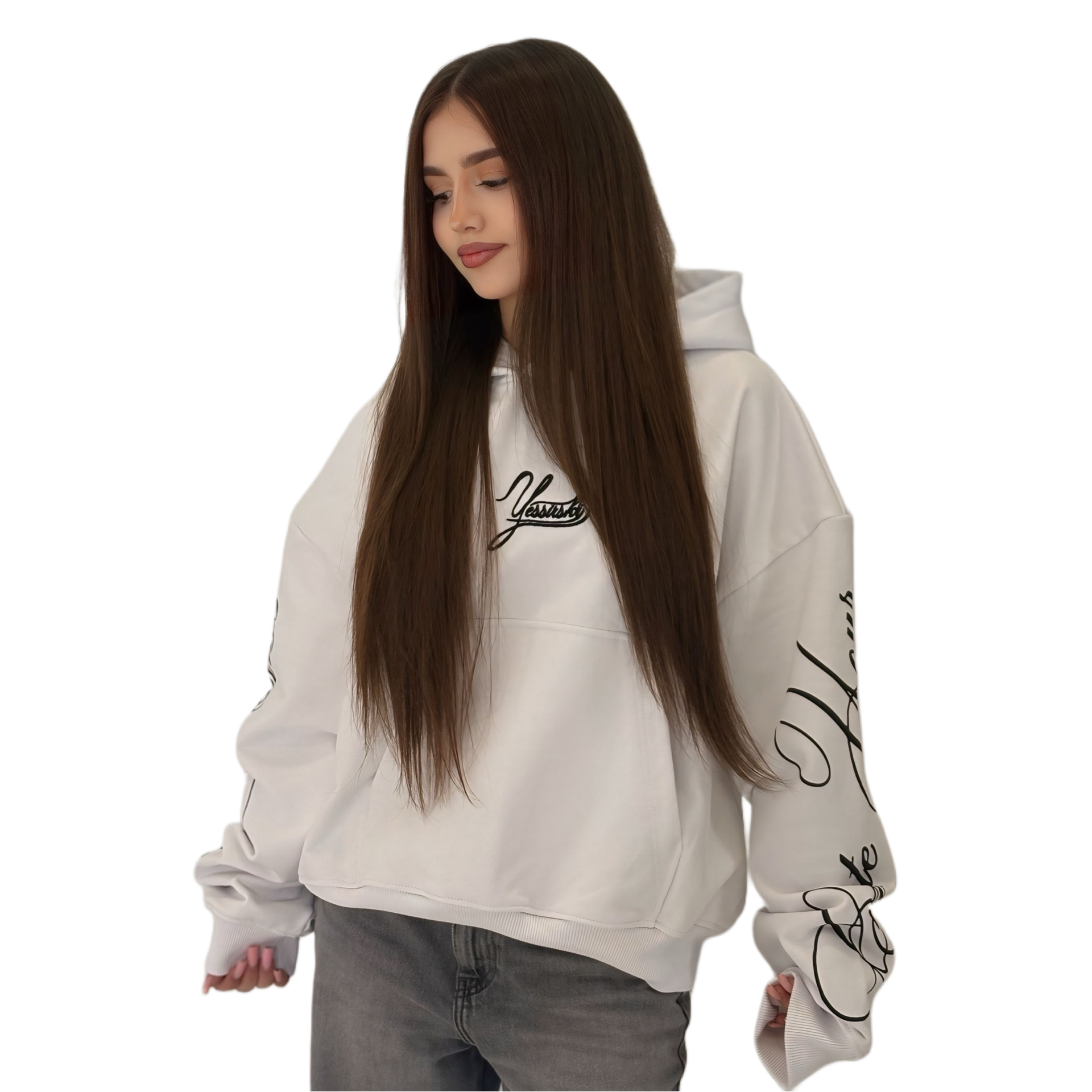 "Create Your Own Dreams" WHITE HOODIE(Худі біле з вишивкою)