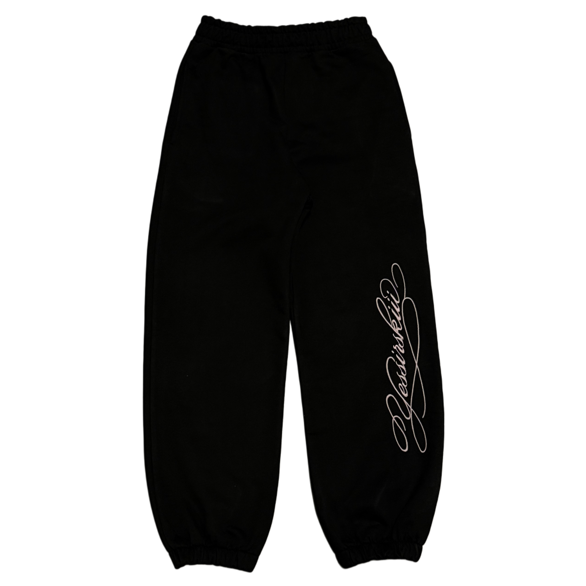 "Yessirskiii" BLACK SWEATPANTS (Штани чорні з вишивкою)