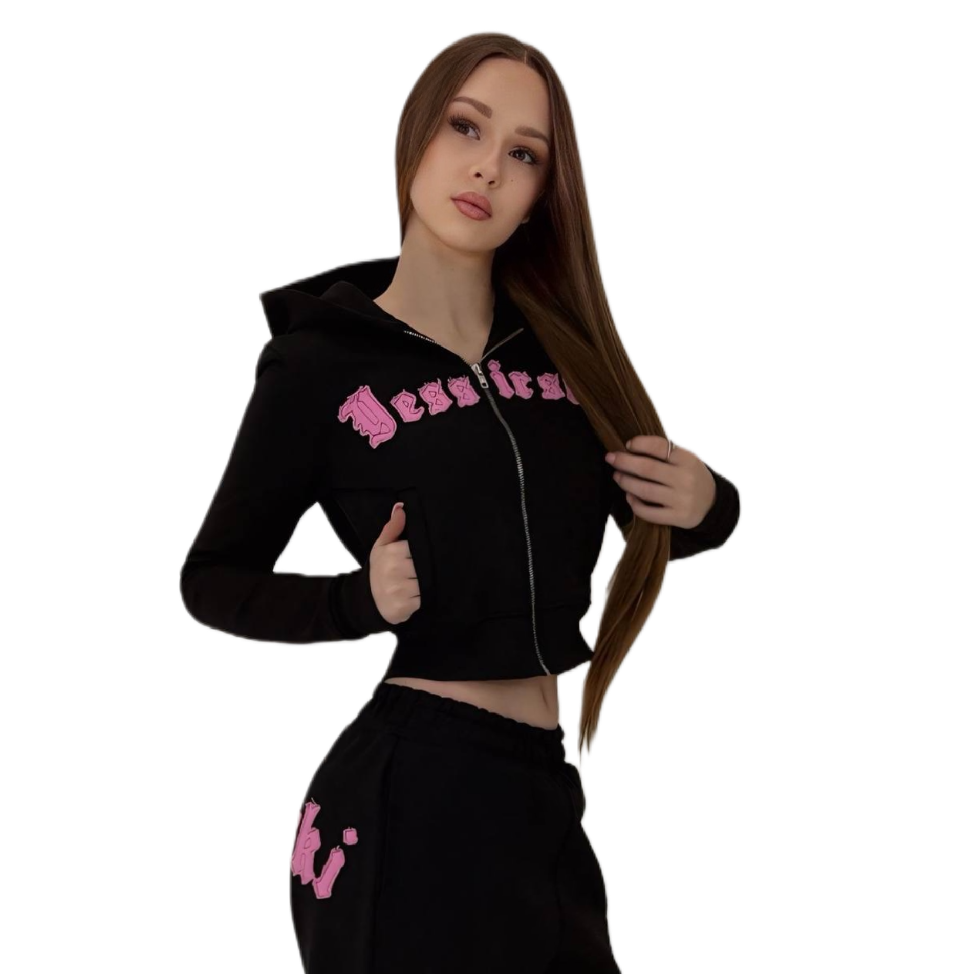 "Yessirskiii" WMN BLACK ZIP HOODIE (Зiп худi жіноче чорне)