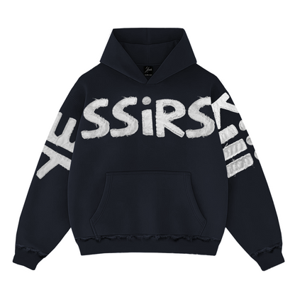 "YESSIRSKIII" NAVY BLUE HOODIE