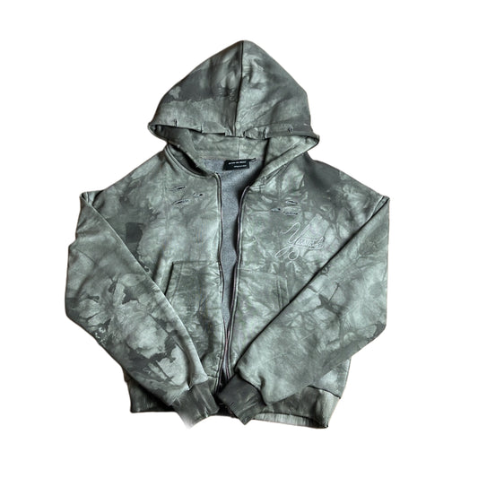 "YESSIRSKIII" CAMO ZIP HOODIE