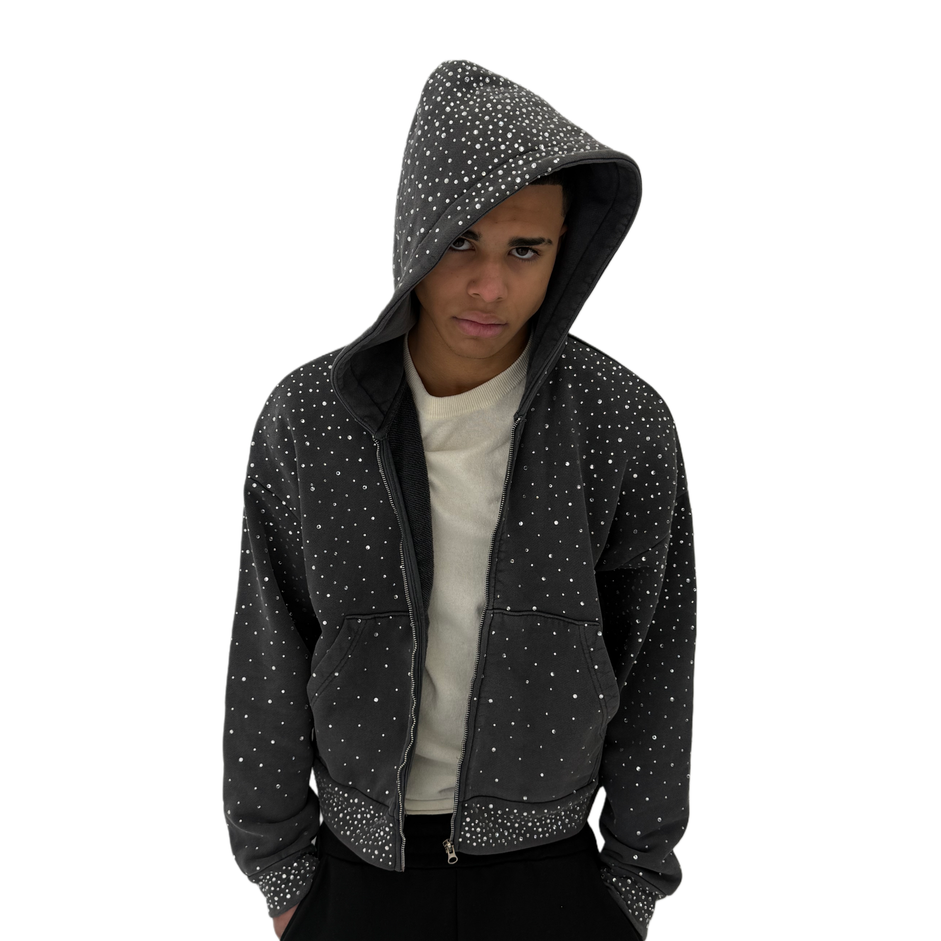 "Yessirskiii" RHINESTONE ZIP HOODIE (Худі зі стразами  на блискавці)