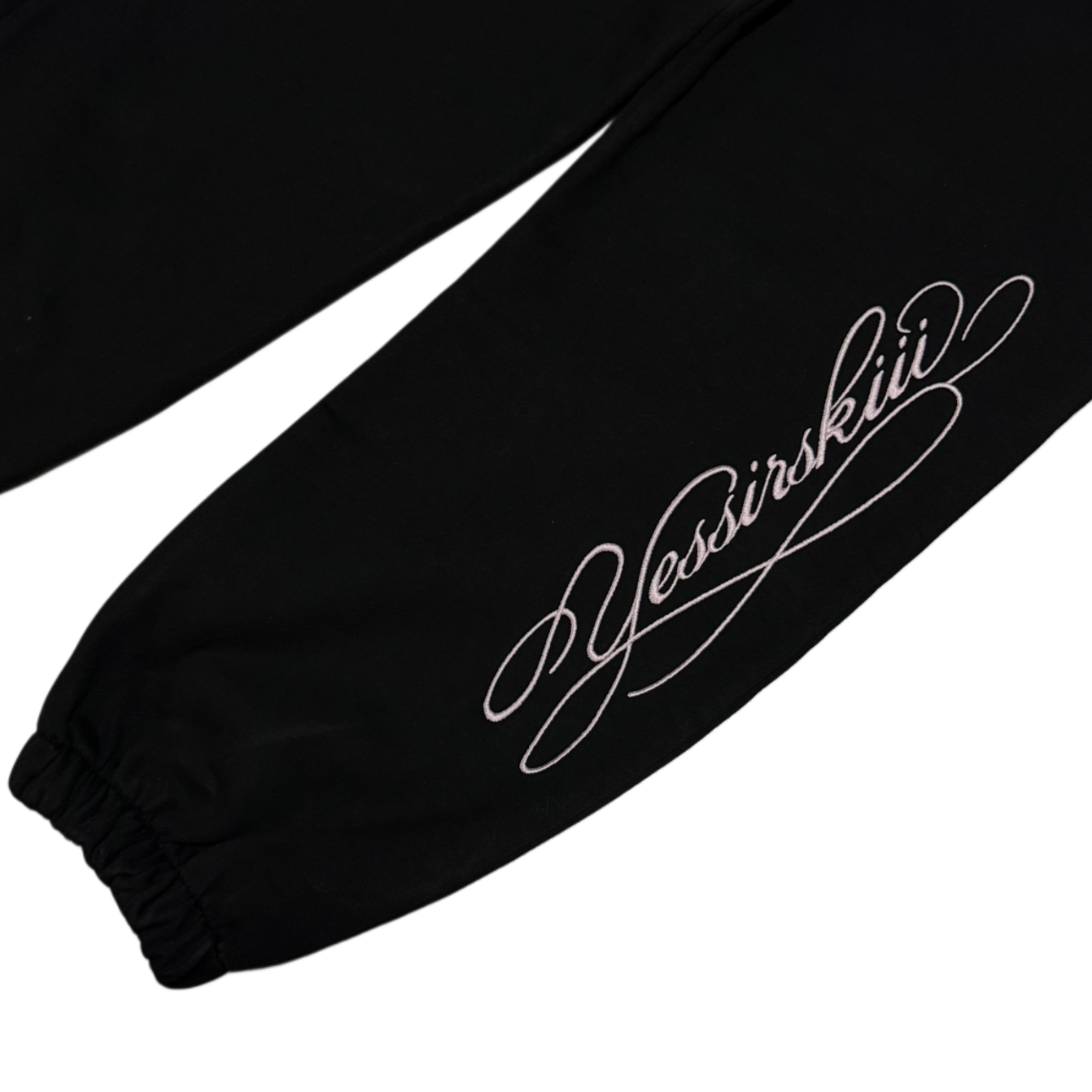 "Yessirskiii" BLACK SWEATPANTS (Штани чорні з вишивкою)