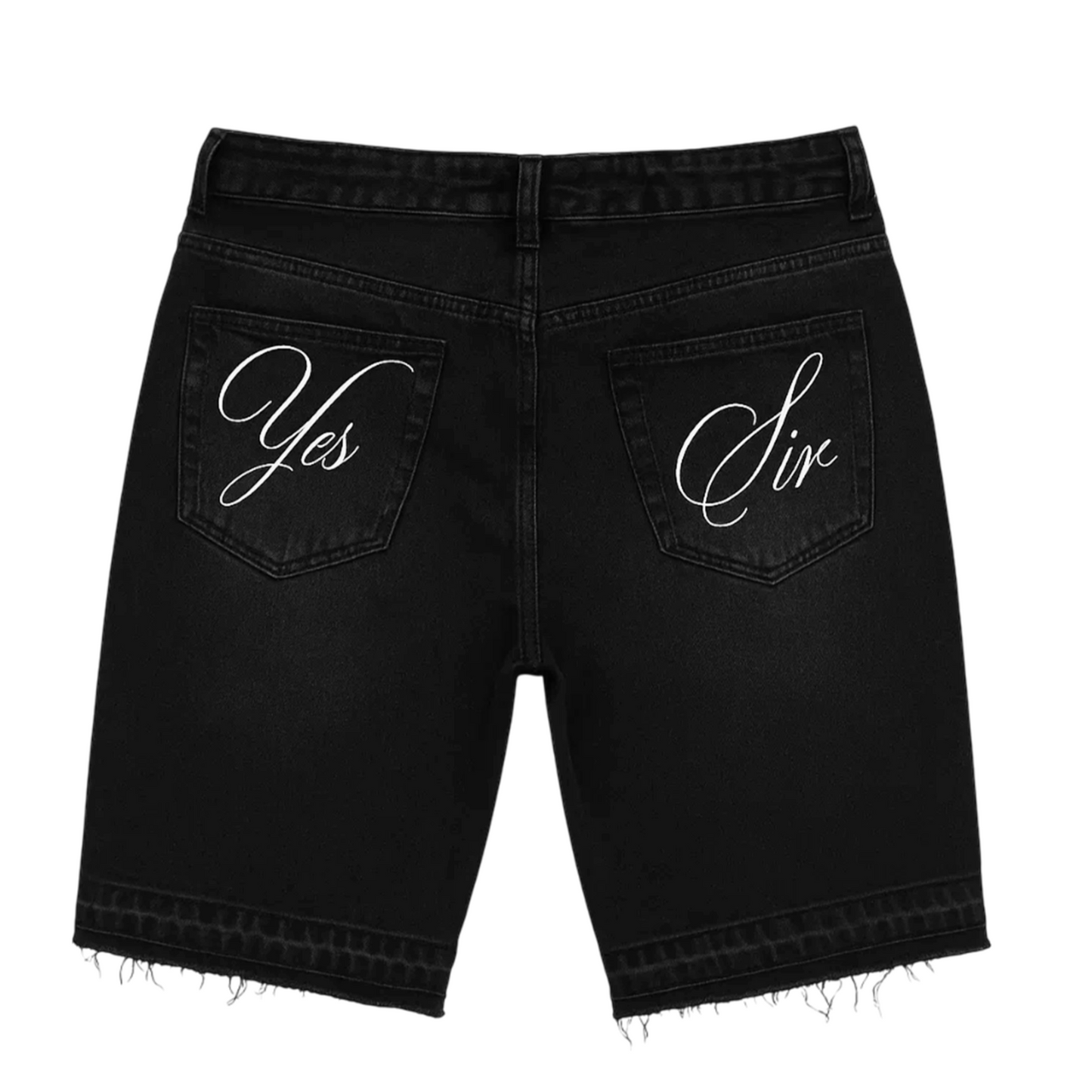 "YES SIR" WASHED BLACK JORTS