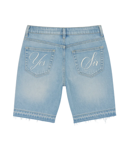 "YES SIR" WASHED LIGHT BLUE JORTS
